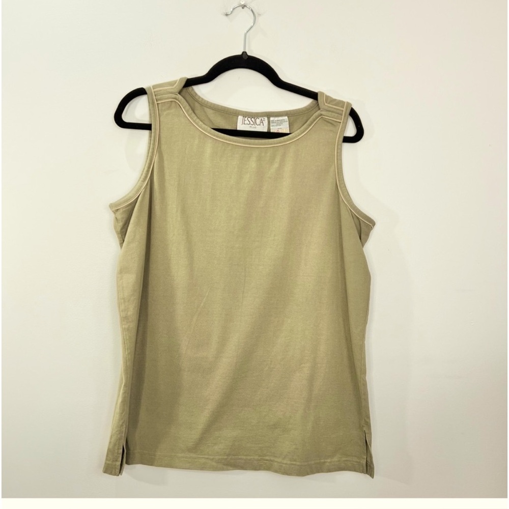 Vintage khaki green boxy sleeveless top 1X